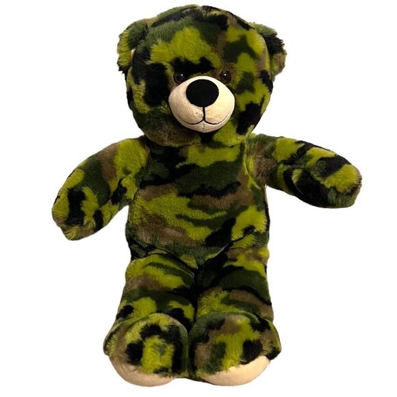 Build-A-Bear Teddy Bear Camouflage Green Military 16” Plush Stuffed Animal BAB - Picture 1 of 9